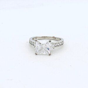 Estate Sterling Silver 925 Princess Cut CZ Ring Size 6.75 SETA Marked 3.3g